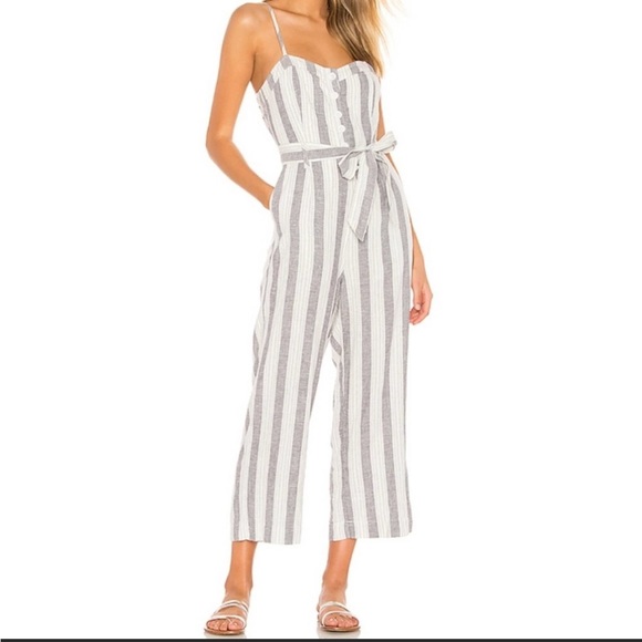 Rails Harper Striped Wide Leg Cropped Jumpsuit, Medium - Picture 2 of 5